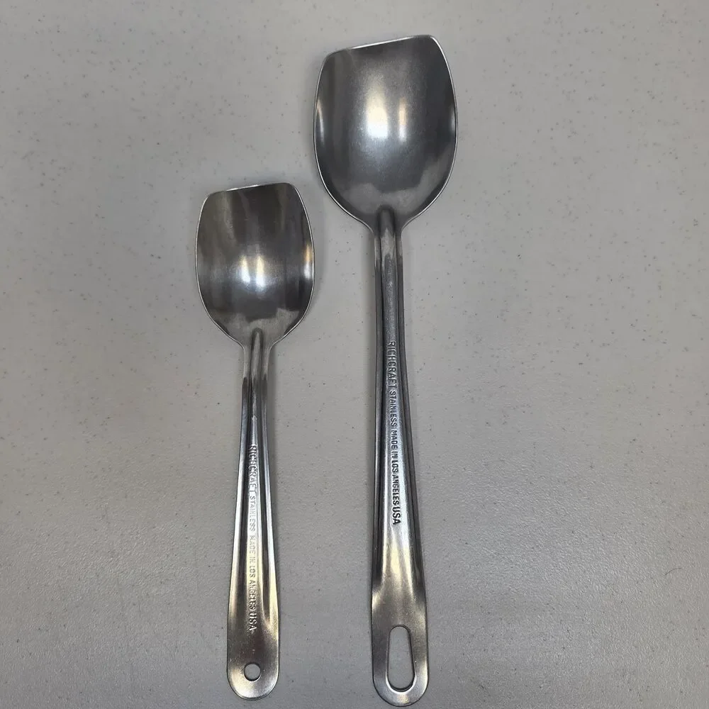 Set of 2 Vintage Richcraft Stainless Steel Serving Spoons 13.25